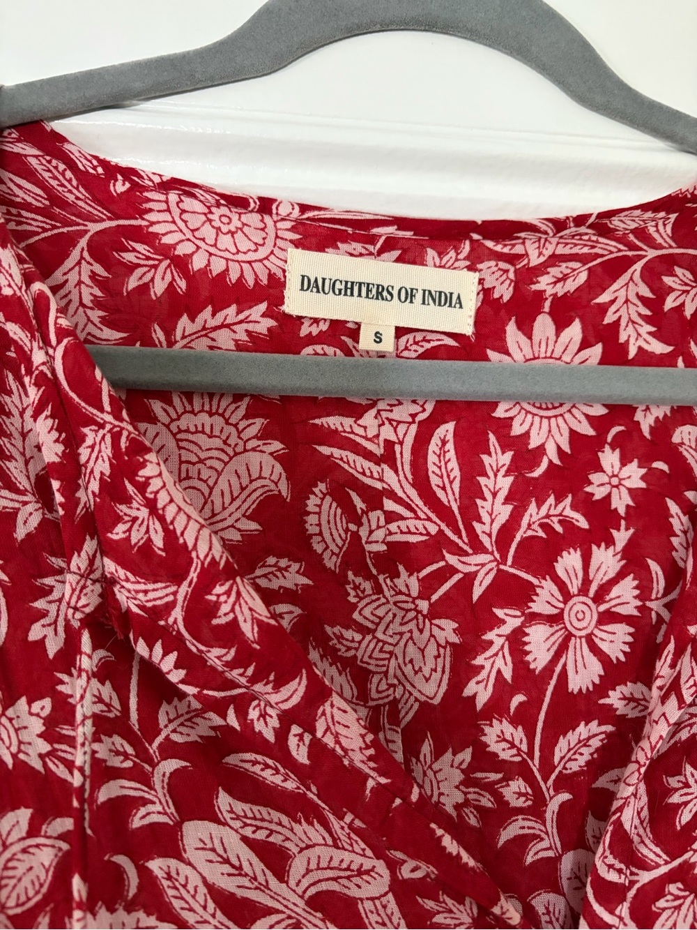 Daughters of India Red Floral Kyra Midi Dress